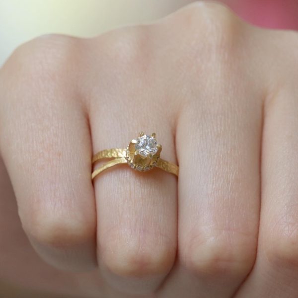 Princess Gold Ring 14k, handmade Gold Ring