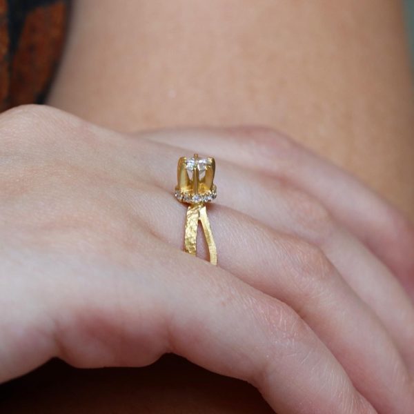 Princess Gold Ring 14k, handmade Gold Ring