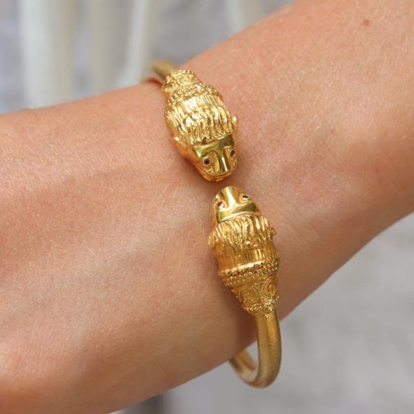 Lion GREEK Bracelet, (925) Silver, Gold Plated 24k