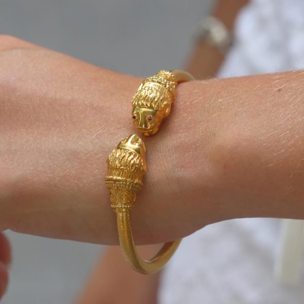 Lion GREEK Bracelet, (925) Silver, Gold Plated 24k