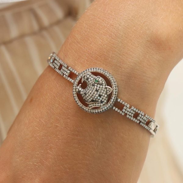 Panther Bracelet, Silver (925), Zircon Stone