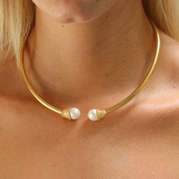 Natural Pearl, Gold Plated Necklace 24k, Silver (925)