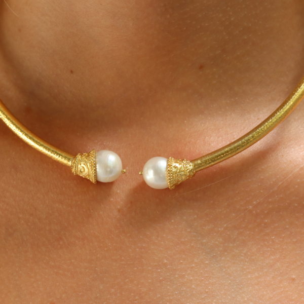 Natural Pearl, Gold Plated Necklace 24k, Silver (925)