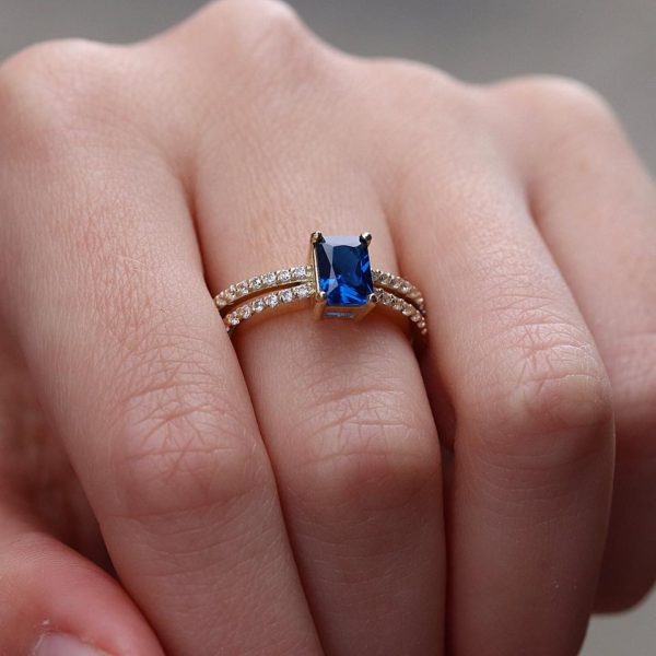 Blue Marine Gold Ring 14k