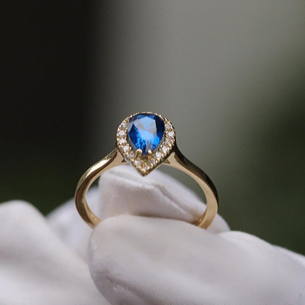 Handmade Sapphire Gold Ring 14k