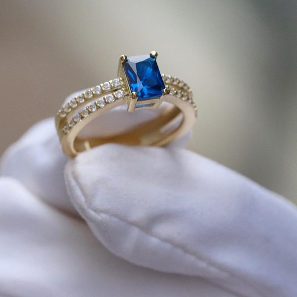 Blue Marine Gold Ring 14k