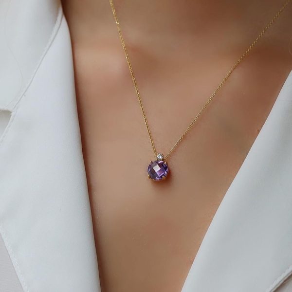 Amethyst Gold Necklace 14k