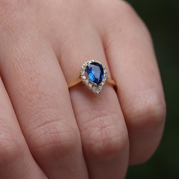 Handmade Sapphire Gold Ring 14k