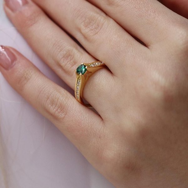 Handmade Emerald Ring, Gold 14k