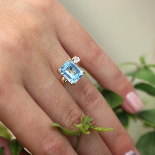 Light Blue Topaz Gold Ring