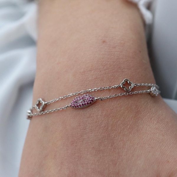 Kiss me Double Silver Bracelet