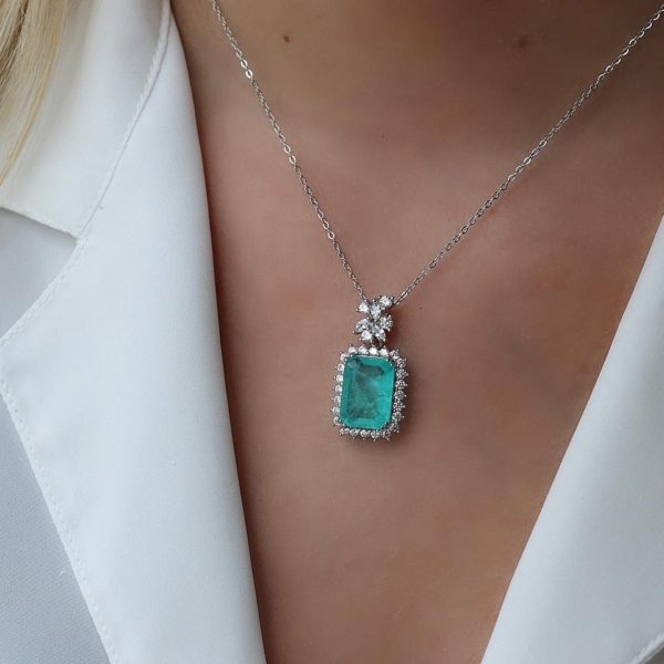 Paraiba Color Necklace, Silver (925)