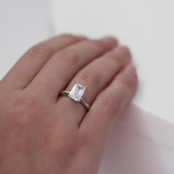 Εmerald Cut Silver Ring (925)