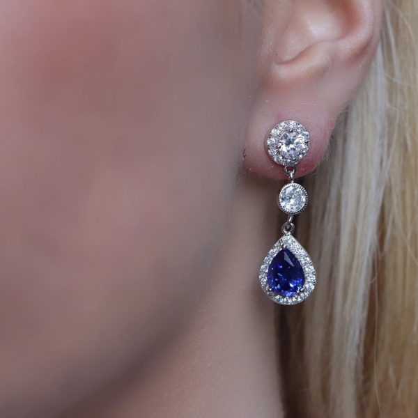 Tanzanite Pear Earrings Silver (925)