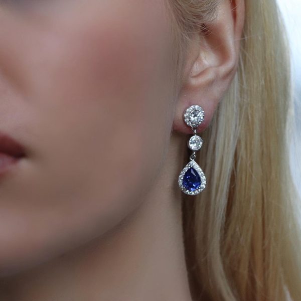 Tanzanite Pear Earrings Silver (925)