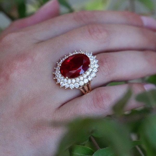 Ruby Color Gold Ring 14k