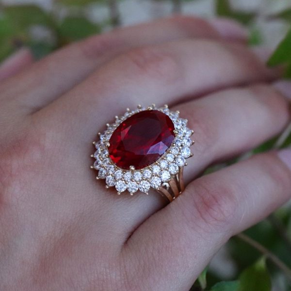 Ruby Color Gold Ring 14k